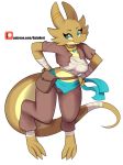  absurd_res anthro arm_wraps bottomwear breasts chest_wraps clothed clothing female hands_on_hips hi_res jewelry kobold leg_wraps non-mammal_breasts norithecat pose reptile scalie solo tail_wraps wraps wrist_wraps 