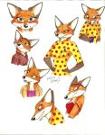  2012 accessory angry anthro better_version_at_source blush brush canid canine clothing confusion expression_sheet expressions fantastic_mr._fox female fox headband jacket jogging_outfit juice_box looking_at_viewer looking_back mammal mrs._fox paintbrush red_fox smile solo stray-sketches topwear 