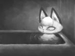  4:3 ambiguous_gender anthro bathroom bathtub black_eyes domestic_cat felid feline felis hasukii hi_res mammal monochrome pupils small_pupils solo 