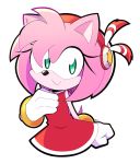  2020 accessory amy_rose anthro artsy-rc clothing eulipotyphlan female gloves green_eyes hair_accessory hairband handwear hedgehog hi_res mammal signature simple_background smile solo sonic_the_hedgehog_(series) video_games 