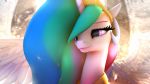  absurd_res crown equid female friendship_is_magic gold_(metal) gold_jewelry hasbro hi_res horn jewelry lunar57 mammal my_little_pony necklace princess_celestia_(mlp) purple_eyes solo tiara winged_unicorn wings 