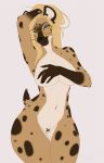  2020 5_fingers anthro black_nose eyebrows eyelashes female fingers green_eyes hi_res hyaenid looking_at_viewer mammal missy_(artist) simple_background smile solo spotted_hyena 