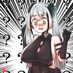  absurdres alternate_breast_size blush breasts covered_nipples destroyer_(girls_frontline) embarrassed girls_frontline highres large_breasts sangvis_ferri shima_(wideshi_ma) sweatdrop twintails white_hair yellow_eyes 