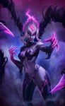  2020 claws demon digital_media_(artwork) evelynn_(lol) female hi_res league_of_legends moon-s open_mouth riot_games solo teeth tongue video_games white_eyes 