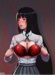  1girl black_hair breasts cleavage highres jabami_yumeko kakegurui large_breasts long_hair noaqin source_request tagme 