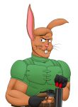  abs anthro armor belt buckteeth clothing doom_(series) doom_guy double_barrel_shotgun gloves gun hair handwear herroverdober humanoid id_software lagomorph leporid male mammal muscular muscular_male rabbit ranged_weapon reloading shotgun_shells solo teeth video_games weapon whiskers 