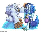  2019 abs anthro biceps blue_body blue_fur canid canine canis capcom clothing darkstalkers digital_media_(artwork) fur hair jon_talbain male mammal multicolored_body multicolored_fur muscular muscular_male pecs simple_background video_games were werecanid werecanine werewolf white_body white_fur wolf wolfmalro 