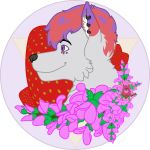  1:1 absurd_res alpha_channel canid canine canis flat_(disambiguation) flower food happy hi_res icon lined mammal plant pose profile stawberry wolf 