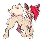  2020 4_toes ailuranthropy alpha_channel canid canine canis digital_media_(artwork) domestic_dog eyebrows eyelashes eyewear female feral fur glasses hair low_res mammal simple_background solo toes transparent_background white_body white_fur 