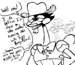  anthro avian bird boss_hosstrich bow_tie cartoon_network english_text explicit_text female humor mammal mao_mao:_heroes_of_pure_heart monochrome murid murine ostrich ramaraffe rat ratarang ratite rodent text the_weaver 