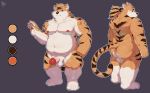  2020 absurd_res anthro balls belly butt felid fur genitals hi_res kemono male mammal moobs nipples orange_body orange_fur overweight overweight_male pantherine penis piero03432812 simple_background solo tiger white_body white_fur 