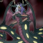  1:1 big_breasts breasts canastus covered_nipples duel_monster female horn humanoid lamia lips multi_limb reptile scalie serpentine snake solo thick_lips wings yellow_eyes yubel 
