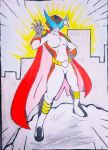  absurdres cape hero highres original pose sketch 