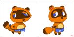  animal_crossing animated blue_clothing blue_eyes brown_tail canid canine clothing dipstick_ears facial_markings head_markings keke_(artist) mammal markings mask_(marking) multicolored_ears nintendo orange_body orange_tail pink_inner_ear raccoon_dog short_playtime tanuki tom_nook_(animal_crossing) two_tone_tail video_games 