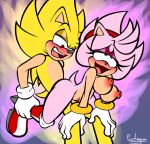  amy_rose anthro aura blush boots breasts clothing duo eye_roll female footwear genitals gloves green_eyes handwear looking_pleasured male male/female nipples nude open_mouth open_smile protagon pussy red_eyes sex signature simple_background smile sonic_the_hedgehog sonic_the_hedgehog_(series) super_amy super_sonic tongue video_games 