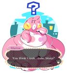  ? alpha_channel animal_crossing anthro belly big_belly blush bodily_fluids bottomless cephalopod clothed clothing coleoid english_text female marina_(animal_crossing) marine mintrimo mollusk nintendo obese obese_anthro obese_female octopodiform overweight overweight_anthro overweight_female pink_body signature solo sweat sweatdrop tentacles text video_games 