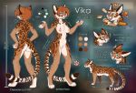  2017 anthro breasts english_text f-r95 felid feline female feral hi_res leopardus looking_at_viewer mammal margay model_sheet ocelot short solo standing text vika_(f-r95) wide_hips 