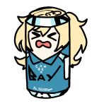  &gt;_&lt; alcohol beer_can blew_andwhite blonde_hair can gambier_bay_(kantai_collection) highres kantai_collection open_mouth pun simple_background twintails white_background 