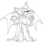  1:1 bedroom_eyes big_breasts bigdad breasts champagne_glass chiropteran clothing cute_fangs female genitals hair hair_over_eye mammal monochrome mostly_nude narrowed_eyes nipples one_eye_obstructed open_mouth open_robe pussy robe rouge_the_bat seductive solo sonic_the_hedgehog_(series) wings 
