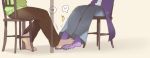  &lt;3 5_toes anthro barefoot bodily_fluids bottomwear chair claws clothing deltarune duo feet female foot_fetish foot_play footsie furniture human interspecies jacket kris_(deltarune) male male/female mammal pants purple_body purple_skin romantic_couple scalie sitting soles sskomu_(artist) susie_(deltarune) sweat sweater toe_claws toes topwear under_table video_games waist_down 