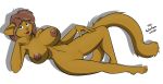  anthro brown_hair brown_nipples cougar felid feline female fur genitals hair hi_res looking_at_viewer mammal navel nipples nude open_mouth pussy sailoranna simple_background solo white_background yellow_body yellow_fur 