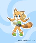  2020 anthro blue_eyes clothing english_text female footwear gloves handwear howxu mammal marine_the_raccoon open_mouth procyonid raccoon solo sonic_the_hedgehog_(series) text video_games 