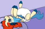  ambiguous_gender diaper feral fur hooves inside keldeo keldeo_(ordinary_form) legendary_pok&eacute;mon lying mane nintendo on_back open_mouth pok&eacute;mon pok&eacute;mon_(species) rogeykun video_games 