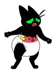  2020 anthro black_body black_fur blush cartoon_network diaper domestic_cat fangs felid feline felis fur male mammal mao_mao:_heroes_of_pure_heart open_mouth pawpads rogeykun sheriff_mao_mao_mao simple_background standing white_background 