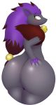  2020 alpha_channel ambiguous_gender anthro bell big_butt blush brown_body brown_fur butt claws collar fur grey_body grey_fur hand_on_butt hi_res looking_back male_(lore) mien_(pandashorts) nintendo open_mouth pandashorts pok&eacute;mon pok&eacute;mon_(species) purple_body purple_claws purple_fur red_collar shiny_pok&eacute;mon solo video_games wide_hips yellow_eyes zoroark 
