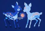  artist_name blue_background cloud_print deer fawn full_moon glowing heart hooves meyoco moon no_humans original simple_background sparkle wave_print 