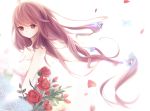  brown_eyes brown_hair cropped flowers long_hair vocaloid white yue-wishky yuezheng_ling 