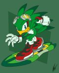  2014 4:5 anthro avian beak blue_eyes boots clothing extreme_gear eyewear footwear gloves goggles goggles_on_head handwear jet_the_hawk male shockrabbit solo sonic_riders sonic_the_hedgehog_(series) surfboard tuft vehicle video_games watercraft 