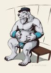  barazoku belly bulge clothing dampfloque lovers_of_aether male mammal polar_bear underwear ursid ursine 