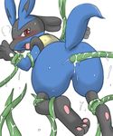  ambiguous_gender anal anal_penetration anime anus black_skin blue_fur blush butt canine crying cum cum_in_ass cum_inside cum_on_butt cum_string fur looking_at_viewer looking_back lucario mammal messy nintendo open_mouth orgasm pawpads paws penetration plain_background pok&#233;mon pokemon raised_arm raised_leg red_eyes sharp_teeth shiny squint sweat teeth tentacles tongue unknown_artist video_games white_background wrapped 