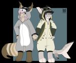  anthro catfish duo female fin fish friends hand_holding kigurumi mammal marine paws procyonid raccoon shadowfoxnjp smile tail_fin teenager whiskers whisky_catfish young 