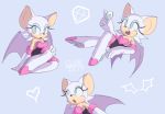  2019 anthro breasts chiropteran clothing eyeshadow female footwear gloves green_eyes handwear holding_object makeup mammal membrane_(anatomy) membranous_wings open_mouth open_smile quark19601 rouge_the_bat signature smile sonic_the_hedgehog_(series) video_games wings 