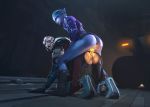  3d_(artwork) alien alien_humanoid anal anal_penetration armor asari bodily_fluids butt clothed clothing digital_media_(artwork) dildo duo female female/female from_behind_position genital_fluids genitals hi_res humanoid interspecies mass_effect mass_effect_andromeda nhornissa omni-tool partially_clothed peebee penetration pussy sex sex_toy sex_toy_in_ass sex_toy_penetration smile source_filmmaker strapon turian vetra_nyx video_games 