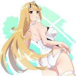  1girl blonde_hair earrings highres hikari_(xenoblade_2) jewelry mokki swimsuit white_swimsuit xenoblade_(series) xenoblade_2 yellow_eyes 