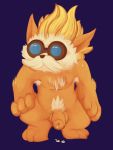  3:4 anthro dad_bod eyewear fur genitals glasses heimerdinger_(lol) hi_res league_of_legends male mammal mousecat orange_body orange_fur penis riot_games solo video_games yellow_body yellow_fur yordle 