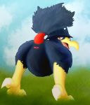  ambiguous_gender animal_genitalia ass_up avian cloaca feathers feral genitals hi_res murkrow nintendo pok&eacute;mon pok&eacute;mon_(species) presenting simple_background solo tagme vagoncho video_games 