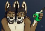  anthro beverage canid canine canis coffee coyote coyote-only cup male mammal multi_arm multi_head multi_limb polydactyly solo 