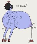  2018 angstrom anthro arachnid arthropod big_breasts biped black_hair bodily_fluids breasts butt clothing cups female footwear grey_background hair high_heels huge_breasts hyper hyper_breasts lactating muffet multi_arm multi_limb nipples non-mammal_breasts nude shoes simple_background solo spider standing text undertale video_games 