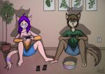  &lt;3 2020 anthro controller duo felid feline female food game_controller green_eyes grey_eyes love male mammal mask muzzle_feet popcorn sanddraws shadow sitting sitting_on_floor 