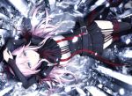  blue_eyes garter_belt guilty_crown haribote_(tarao) long_hair pink_hair ribbons skirt stockings waifu2x water yuzuriha_inori zettai_ryouiki 