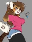  &lt;3 2019 5_fingers absurd_res anthro bag bangs bell bell_collar big_breasts blue_eyes blush bottomwear bracelet breasts brown_body brown_ears brown_fur brown_hair brown_tail clothing collar colored_sketch credit_card cute_fangs dialogue domestic_cat english_text eyebrows eyewear facial_markings faizenek felid feline felis female fingers fur glasses glistening glistening_hair gloves_(marking) hair happy head_markings hi_res hoop_earrings hotpants jewelry legwear long_hair long_tail looking_back mammal markings multicolored_body multicolored_fur one_eye_closed open_mouth open_smile pink_nose pupils shirt shopping_bag shorts simple_background slit_pupils smile solo standing straight_hair t-shirt text tights tongue topwear white_body white_fur wink 