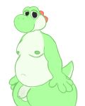  4:5 anthro dinosaur foreskin genitals green_yoshi hi_res male mario_bros moobs nintendo penis reptile scalie simple_background slightly_chubby solo spritedraws uncut video_games yoshi 