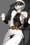  1girl belt bodystocking bodysuit bra breasts gloves helmet mugyaclan original sentai skirt tokusatsu underwear undressing 