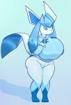  2020 anthro big_breasts breasts clothed clothing dgenr digital_media_(artwork) eeveelution featureless_crotch female glaceon hi_res huge_breasts mammal nintendo pok&eacute;mon pok&eacute;mon_(species) simple_background solo video_games 