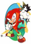  2020 anthro clothing echidna fist fur gloves grin handwear hi_res knuckles_the_echidna male mammal mennnntaiko monotreme purple_eyes red_body red_fur simple_background smile solo sonic_the_hedgehog_(series) standing white_background 