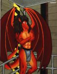  anthro clothing dragon loincloth male muscular singedrac solo standing 